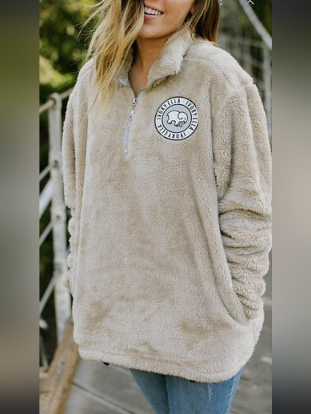 ivory ella beige/Tan Cozy Sherpa Half-Zip Pullover